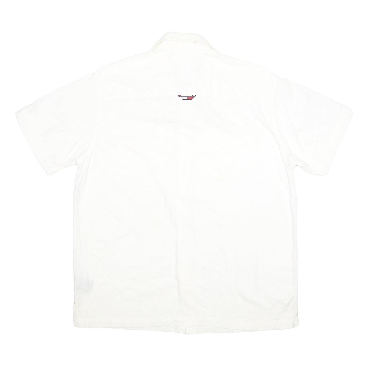 TOMMY JEANS Mens White Shirt M Cotton Casual Short Sleeve Pocket Logo