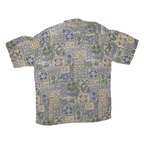 VIA VENETO Mens Beige & Blue Patterned Shirt L Hawaiian Cotton Blend Casual