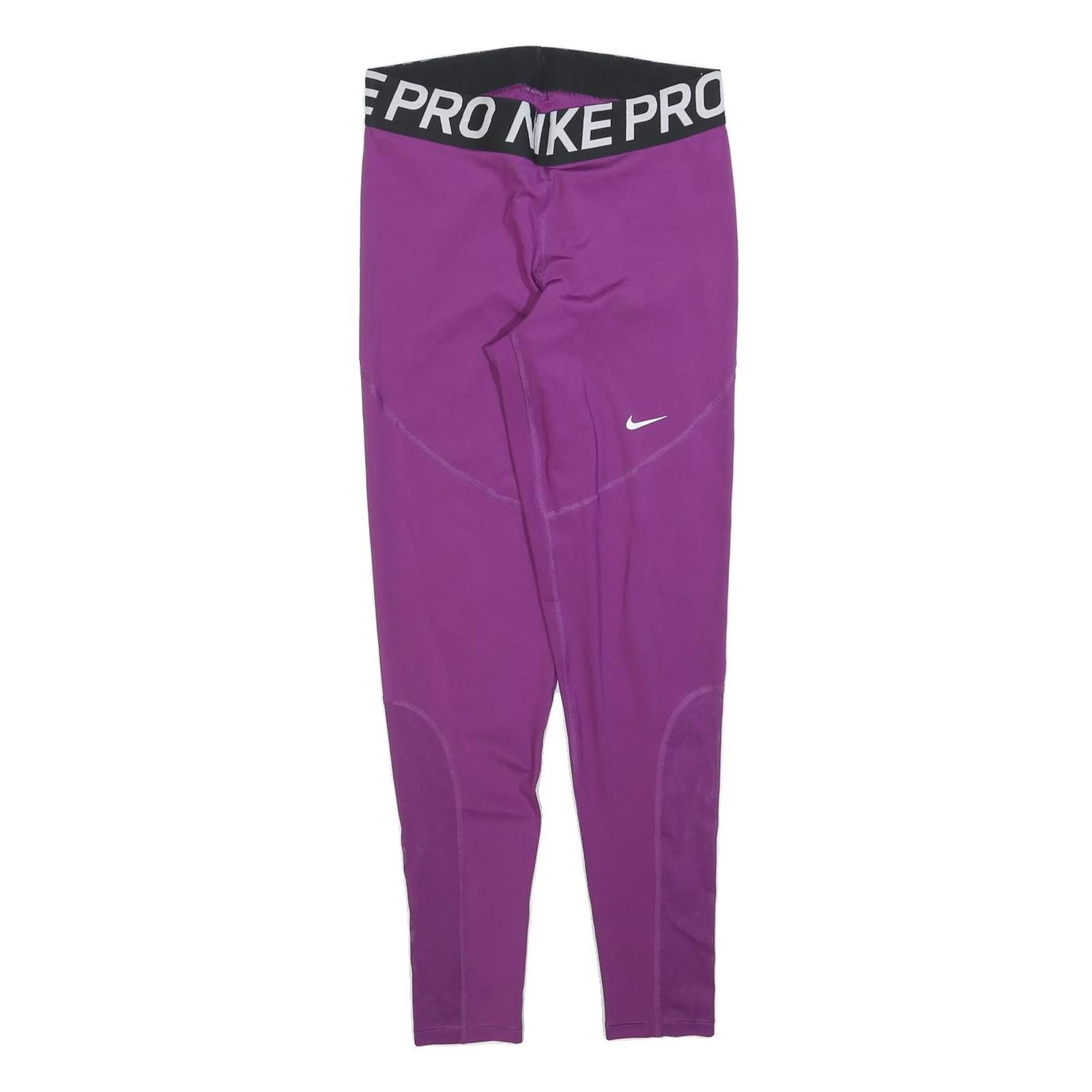 NIKE Womens Joggers Purple Slim Tapered L W30 L28 Nike Pro Logo Waistband