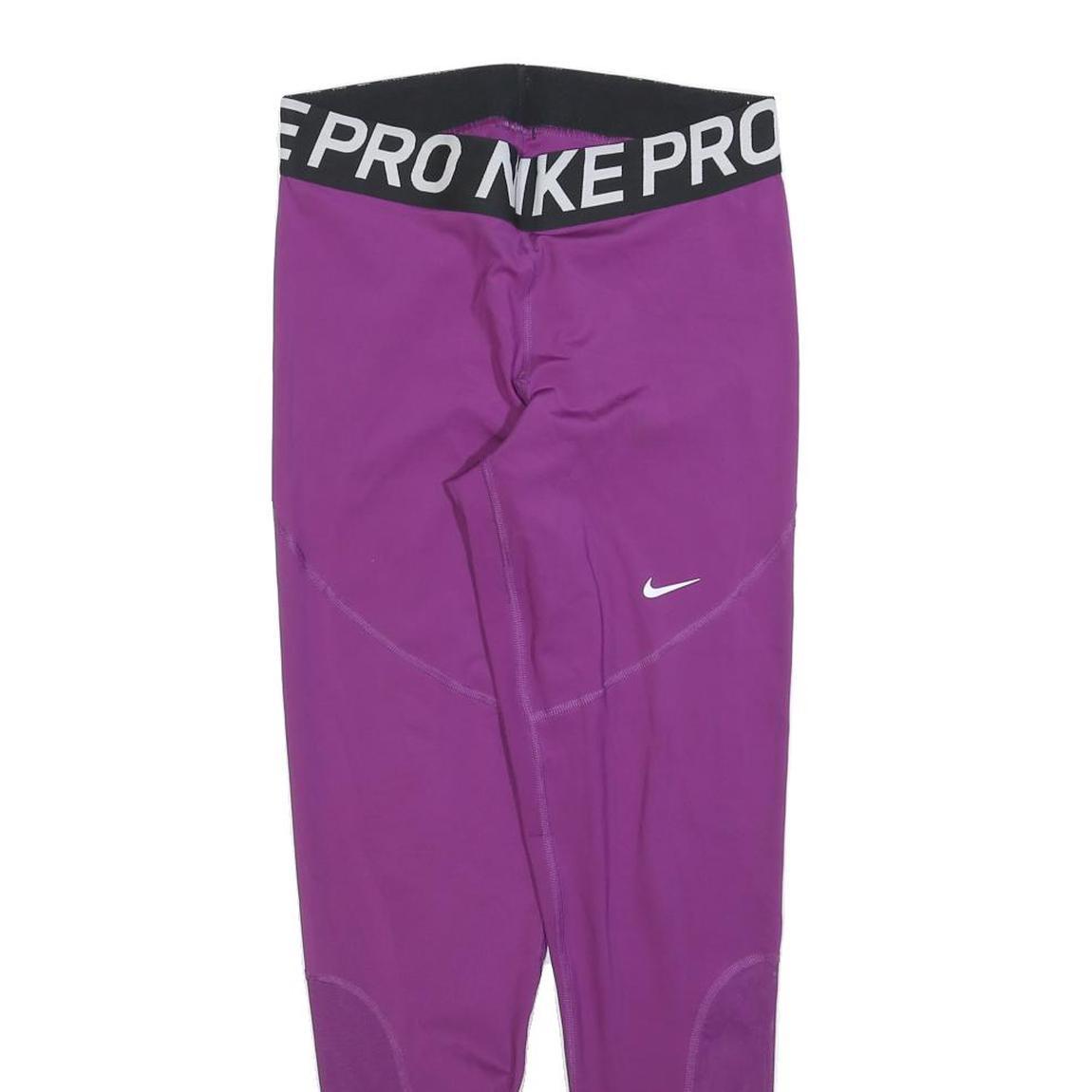 NIKE Womens Joggers Purple Slim Tapered L W30 L28 Nike Pro Logo Waistband