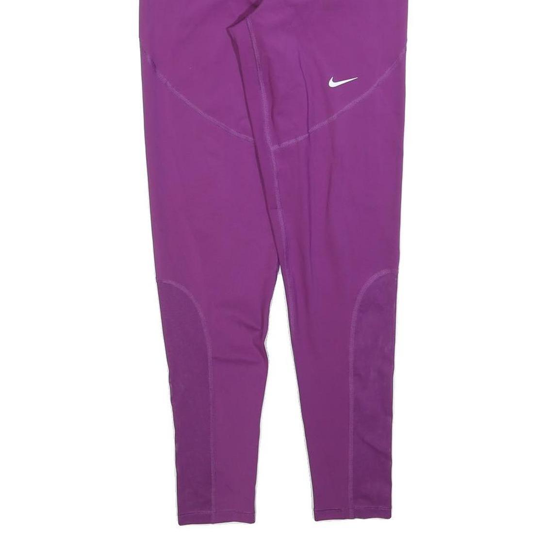 NIKE Womens Joggers Purple Slim Tapered L W30 L28 Nike Pro Logo Waistband