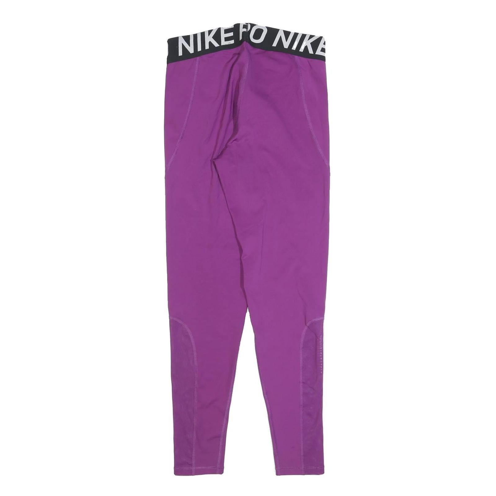 NIKE Womens Joggers Purple Slim Tapered L W30 L28 Nike Pro Logo Waistband