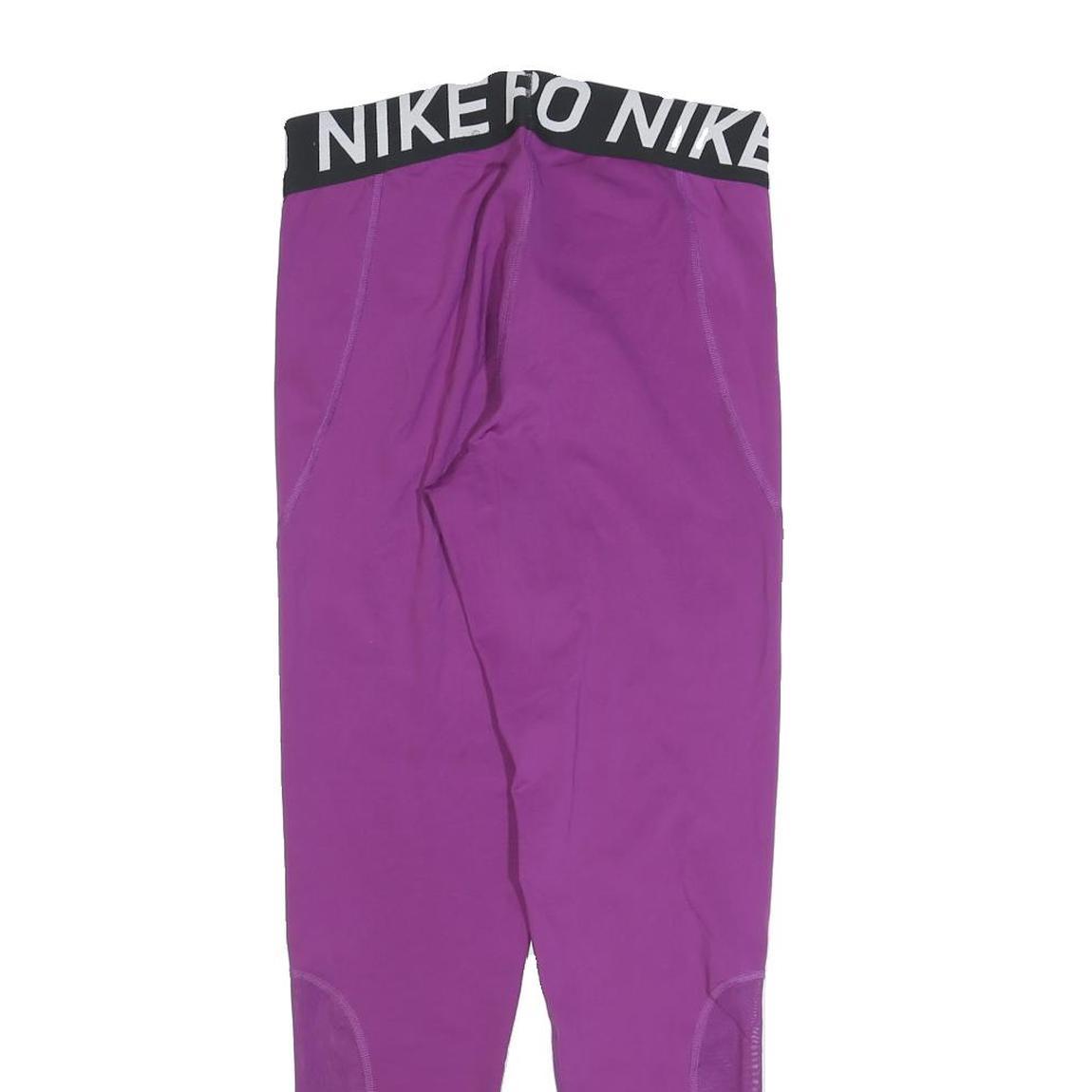 NIKE Womens Joggers Purple Slim Tapered L W30 L28 Nike Pro Logo Waistband