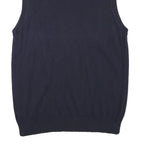 CHAPS Mens Navy Plain Cotton Blend Sleeveless V-Neck Chunky Knit S Jumper
