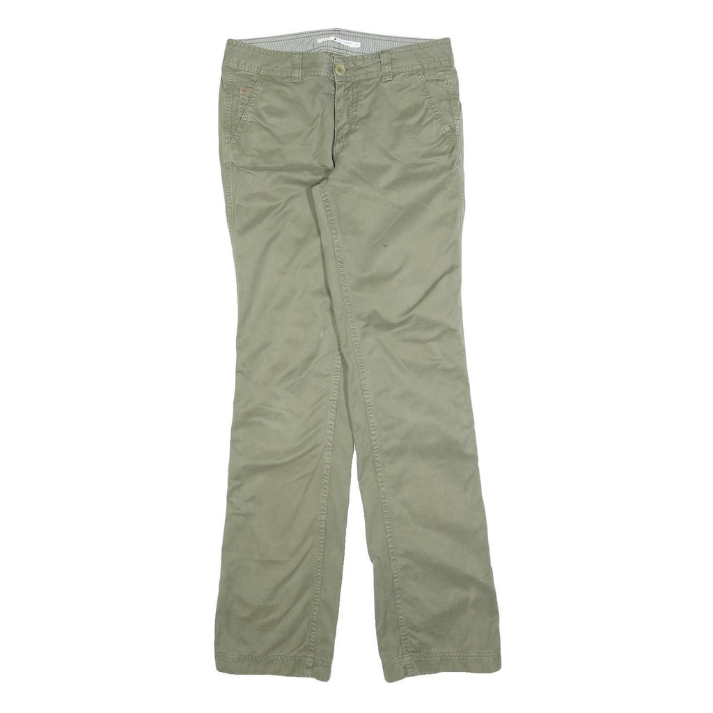 TOMMY HILFIGER Womens Cotton Blend Green Regular Straight Trousers W28 L33