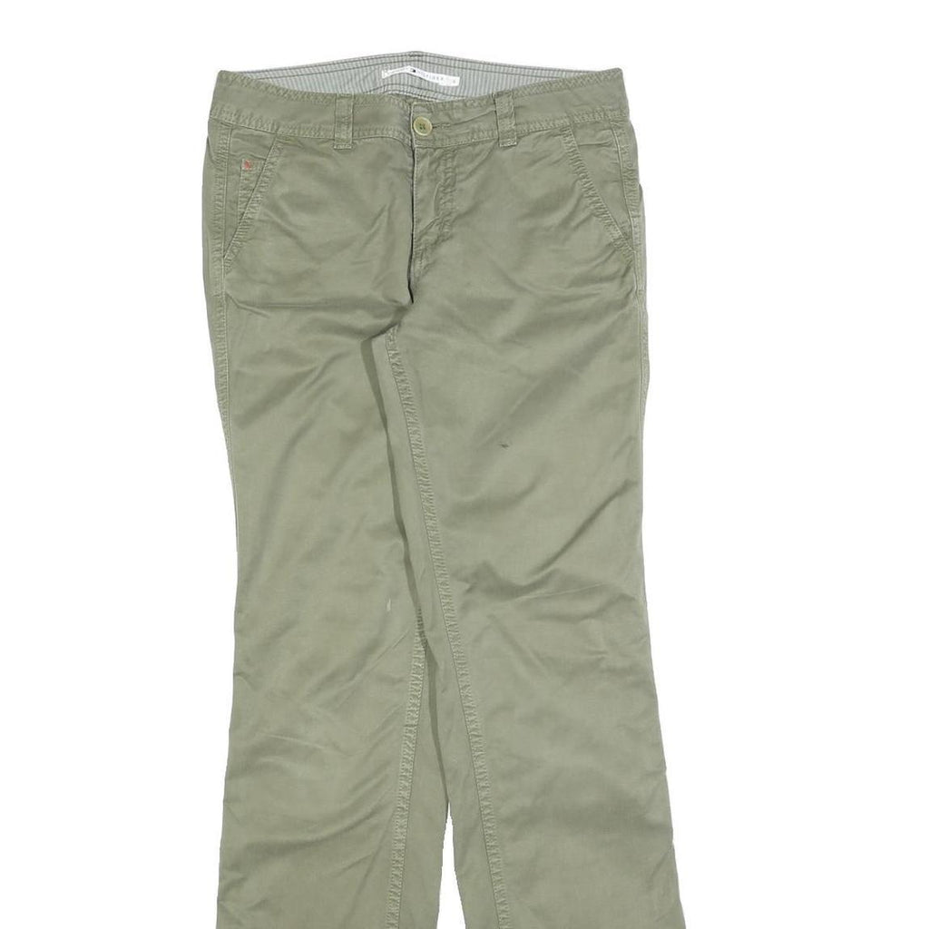 TOMMY HILFIGER Womens Cotton Blend Green Regular Straight Trousers W28 L33