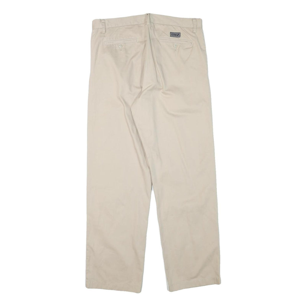 NAUTICA Mens Cotton Blend Beige Regular Fit Straight Leg Trousers W34 L32