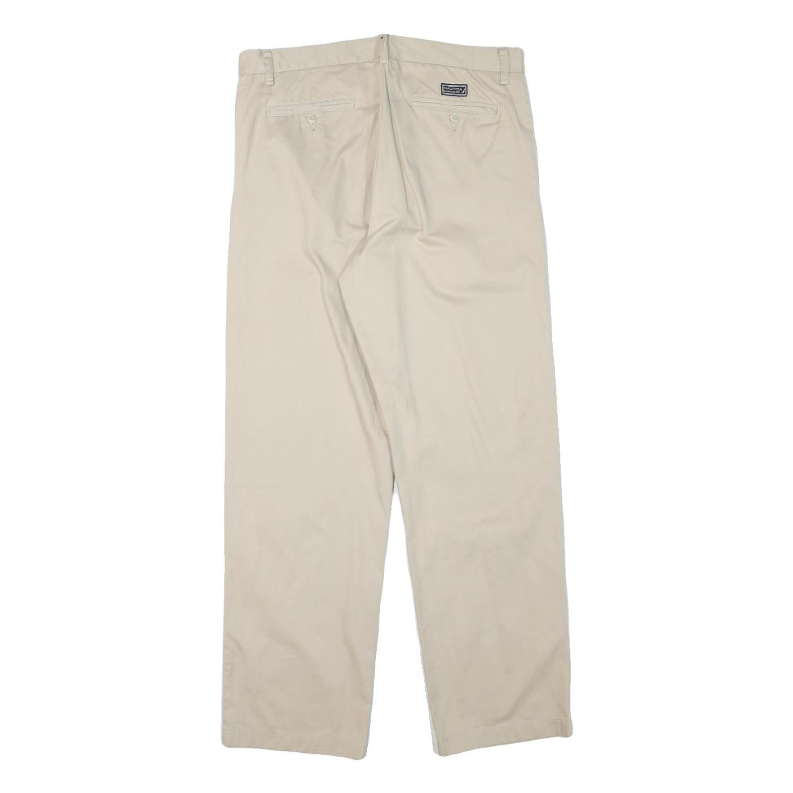 NAUTICA Mens Cotton Blend Beige Regular Fit Straight Leg Trousers W34 L32