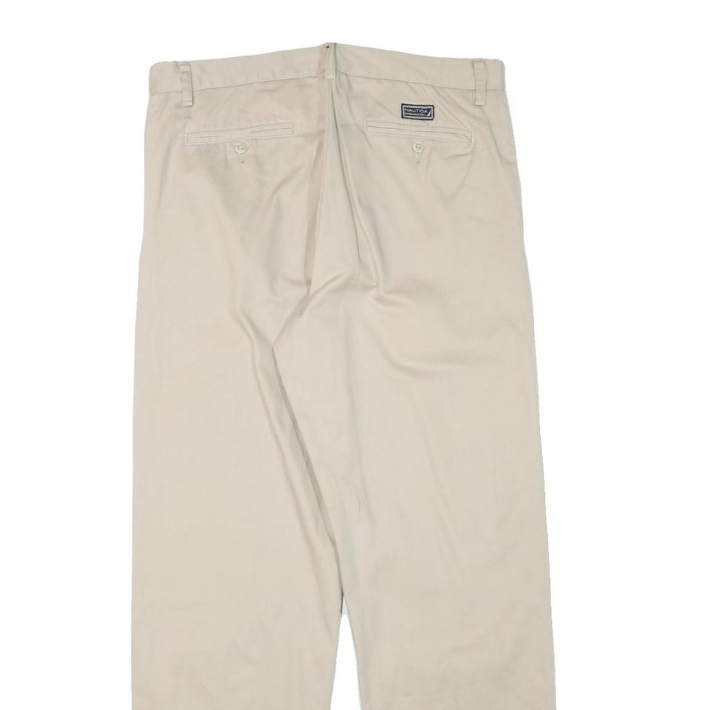NAUTICA Mens Cotton Blend Beige Regular Fit Straight Leg Trousers W34 L32