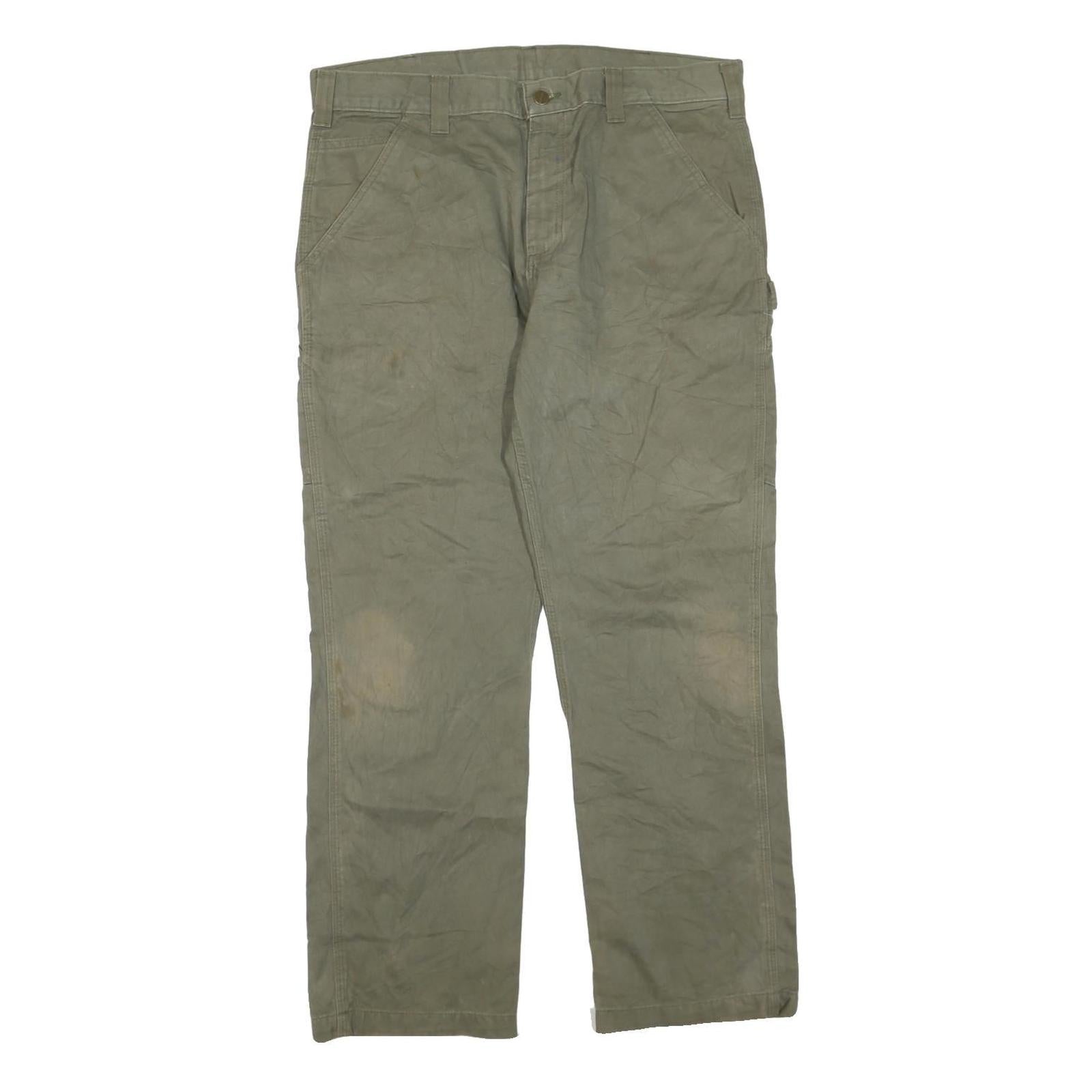 CARHARTT Mens Cotton Blend Regular Fit Trousers W36 L30 Workwear Zip Closure