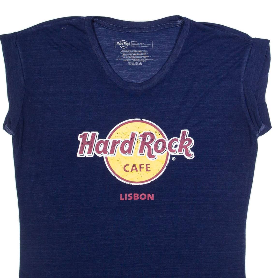 HARD ROCK CAFE Lisbon Mens Band T-Shirt Blue S