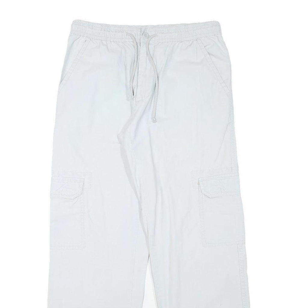 BASIC GEAR Mens Cotton Blend White Relaxed Cargo Trousers W29 L29 Drawstring