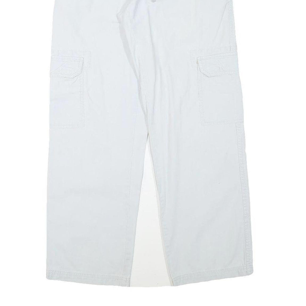 BASIC GEAR Mens Cotton Blend White Relaxed Cargo Trousers W29 L29 Drawstring
