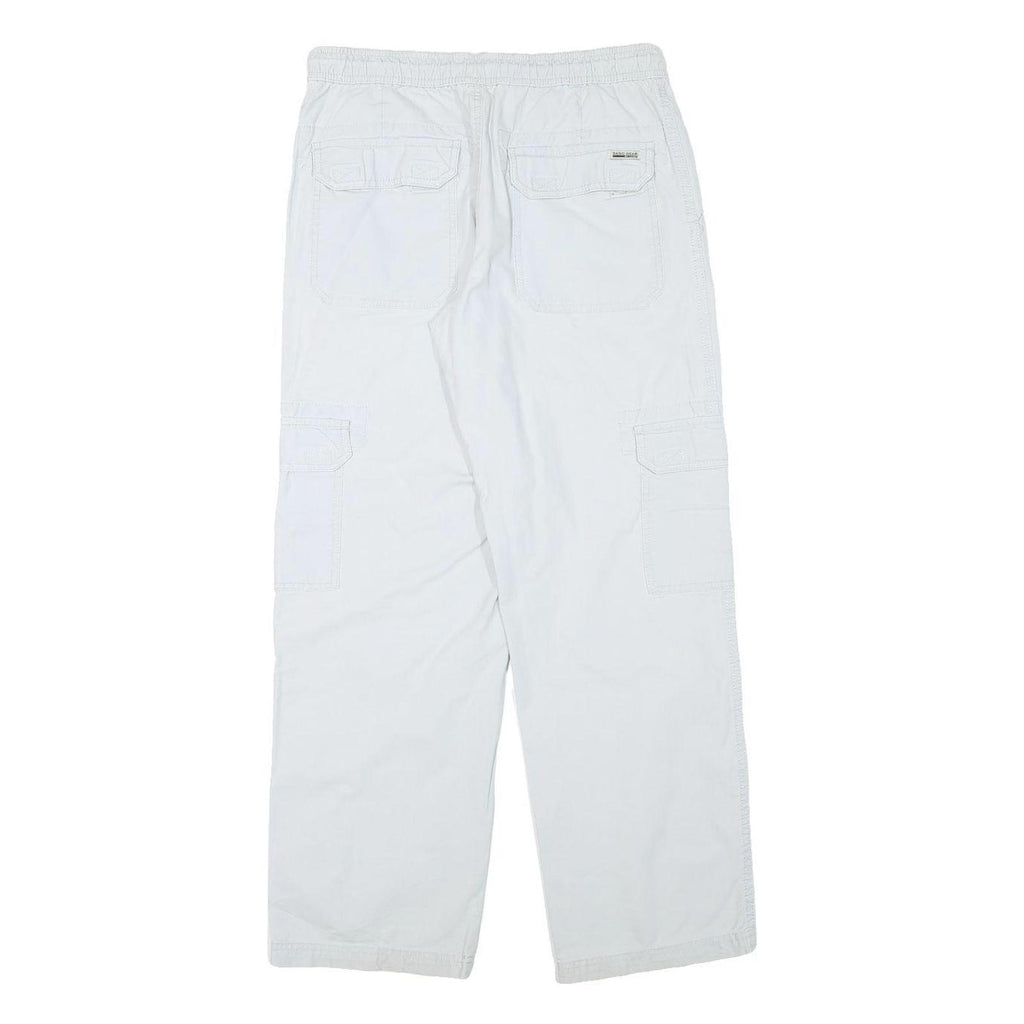 BASIC GEAR Mens Cotton Blend White Relaxed Cargo Trousers W29 L29 Drawstring