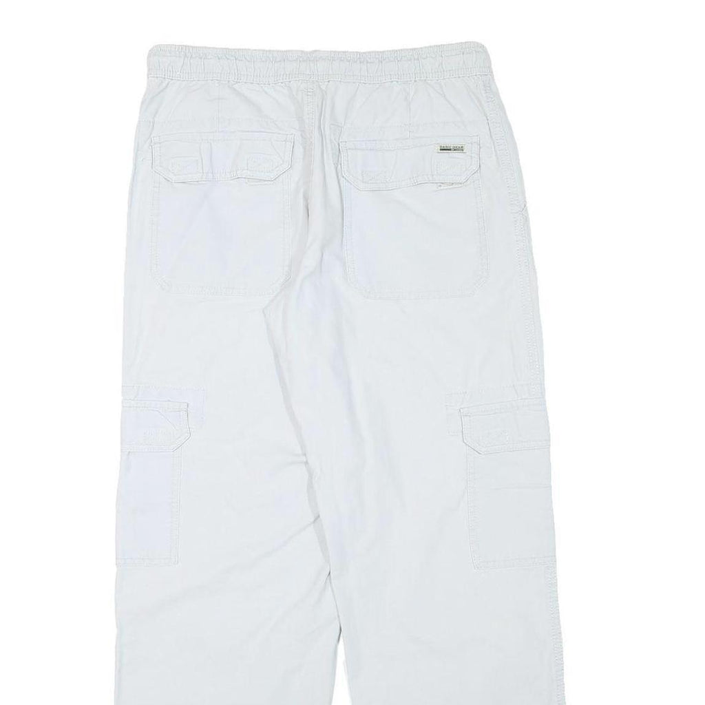 BASIC GEAR Mens Cotton Blend White Relaxed Cargo Trousers W29 L29 Drawstring