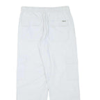 BASIC GEAR Mens Cotton Blend White Relaxed Cargo Trousers W29 L29 Drawstring