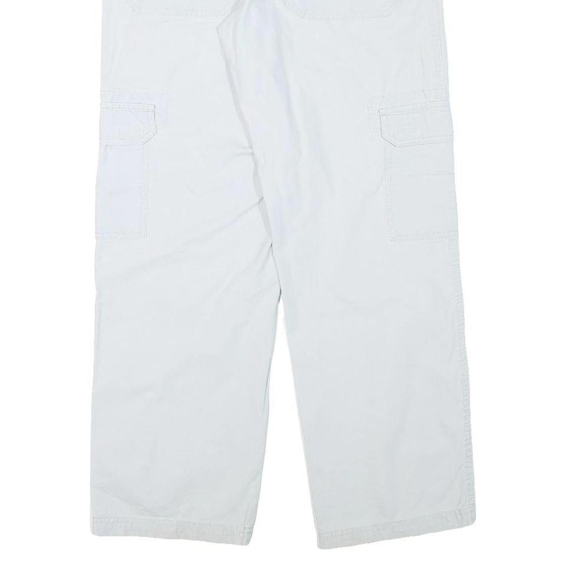 BASIC GEAR Mens Cotton Blend White Relaxed Cargo Trousers W29 L29 Drawstring