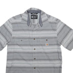 CARHARTT Mens Grey & White Striped Relaxed Fit Short Sleeve Shirt M Casual