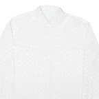 Mens White Printed Shirt Long Sleeve Collared XL Lightweight Shirt