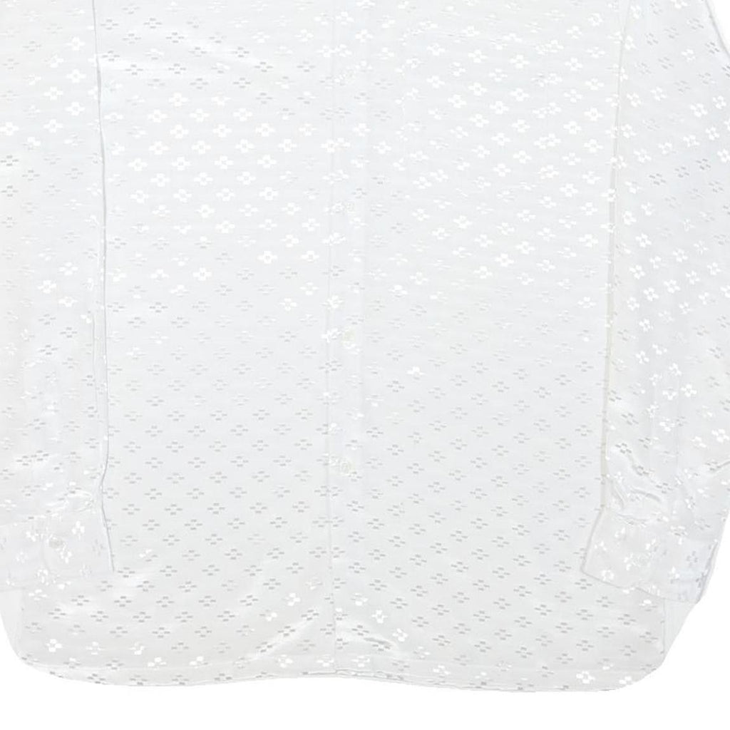 Mens White Printed Shirt Long Sleeve Collared XL Lightweight Shirt