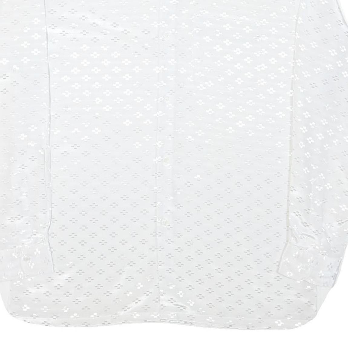 Mens White Printed Shirt Long Sleeve Collared XL Lightweight Shirt