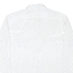 Mens White Printed Shirt Long Sleeve Collared XL Lightweight Shirt