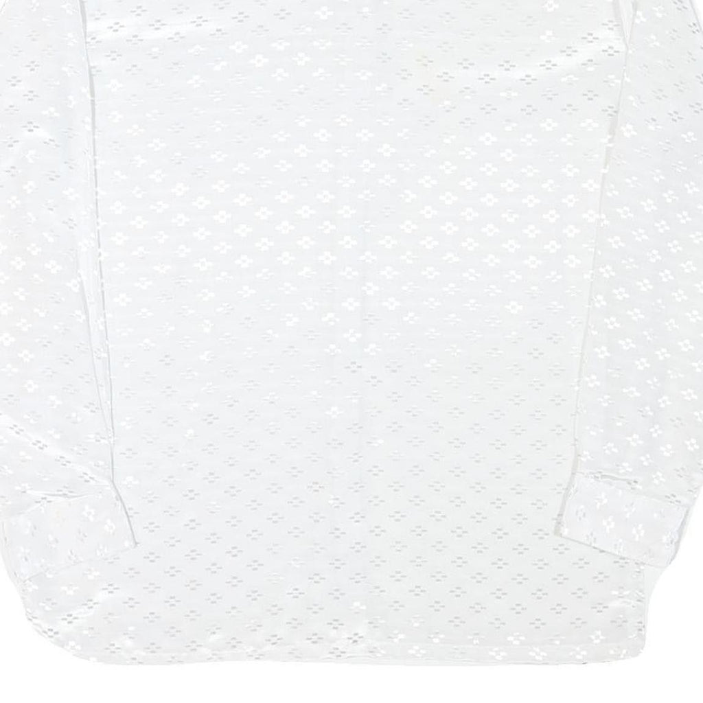 Mens White Printed Shirt Long Sleeve Collared XL Lightweight Shirt