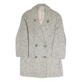 Womens Cream & Grey Plain Button Jacket S Polyester Blend Classic Comfort Style