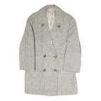 Womens Cream & Grey Plain Button Jacket S Polyester Blend Classic Comfort Style