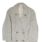 Womens Cream & Grey Plain Button Jacket S Polyester Blend Classic Comfort Style