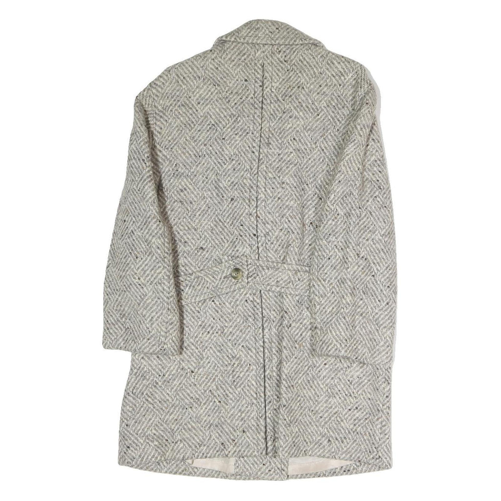 Womens Cream & Grey Plain Button Jacket S Polyester Blend Classic Comfort Style