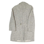 Womens Cream & Grey Plain Button Jacket S Polyester Blend Classic Comfort Style