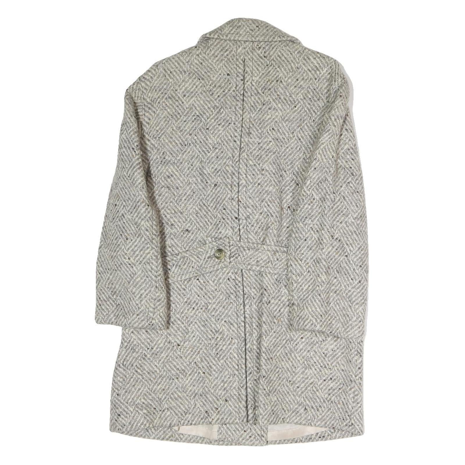 Womens Cream & Grey Plain Button Jacket S Polyester Blend Classic Comfort Style