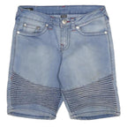TRUE RELIGION Girls Shorts Blue Denim 14Y W28 Cotton Blend Stylish Casual
