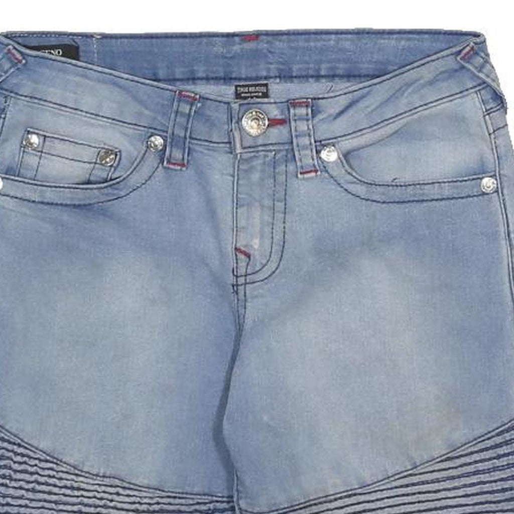 TRUE RELIGION Girls Shorts Blue Denim 14Y W28 Cotton Blend Stylish Casual