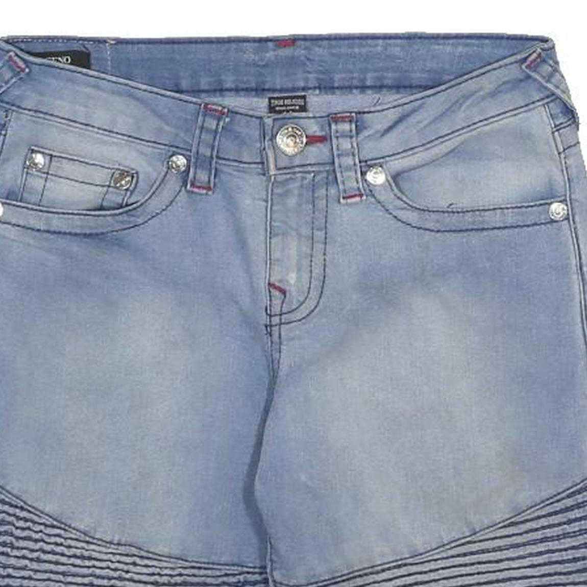TRUE RELIGION Girls Shorts Blue Denim 14Y W28 Cotton Blend Stylish Casual