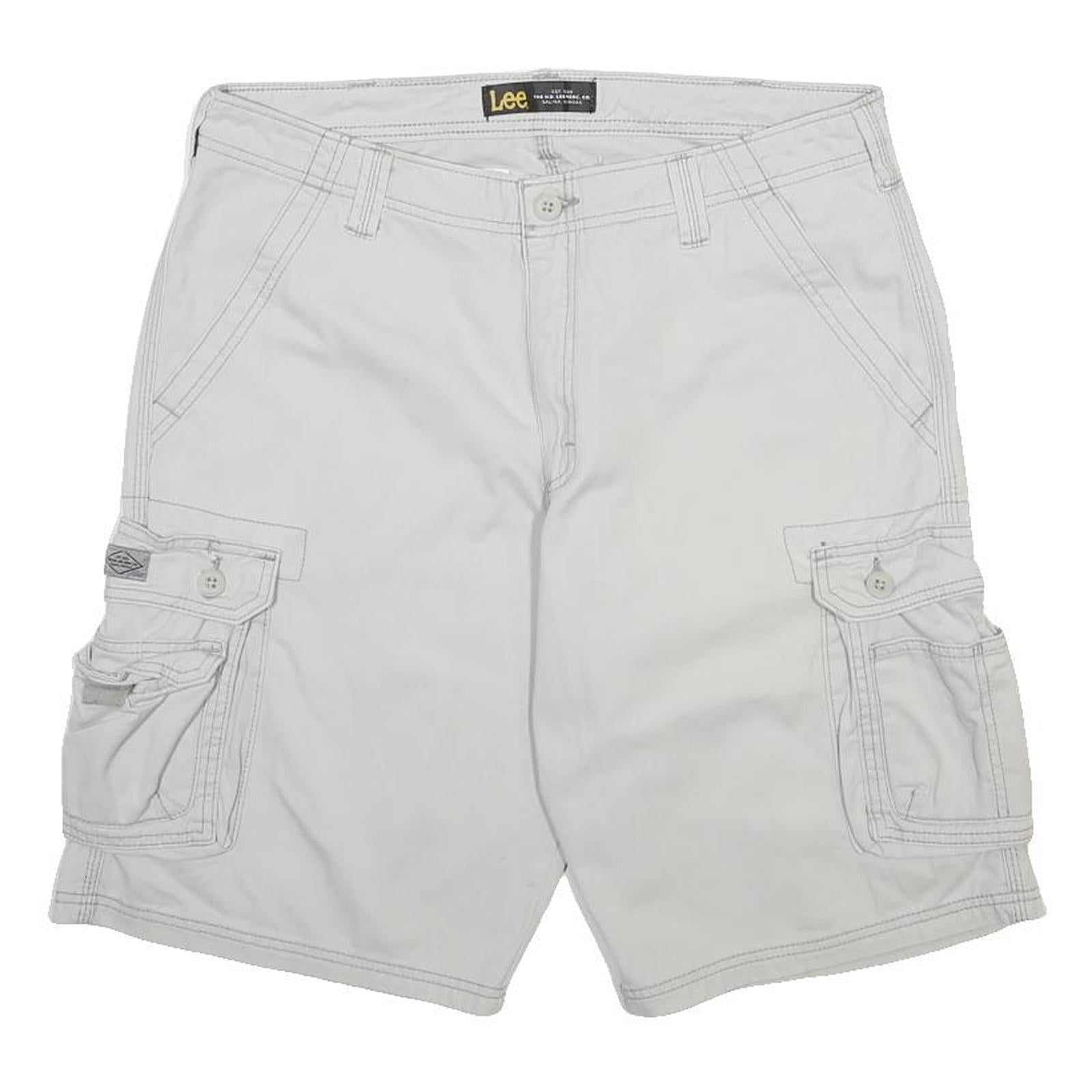 LEE Mens White Cargo Shorts M W34 Cotton Casual Utility Pockets