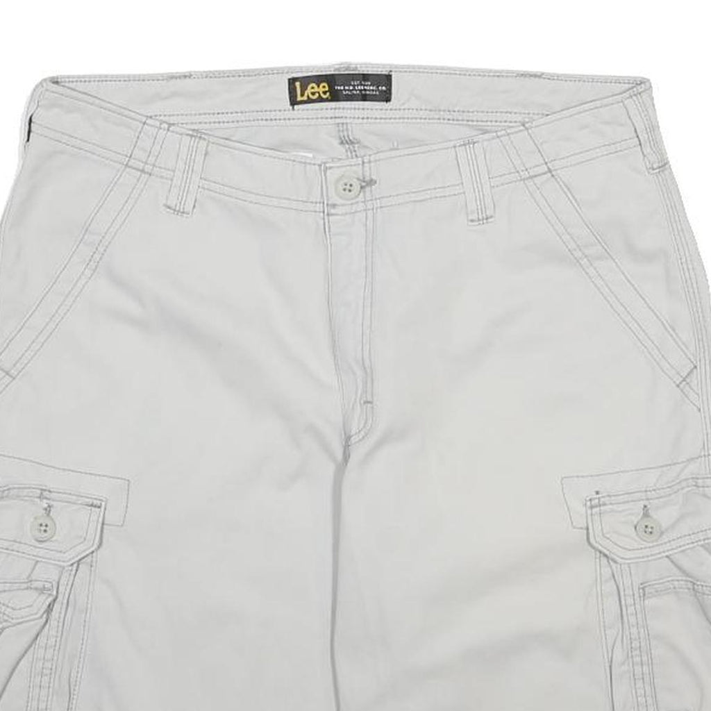 LEE Mens White Cargo Shorts M W34 Cotton Casual Utility Pockets
