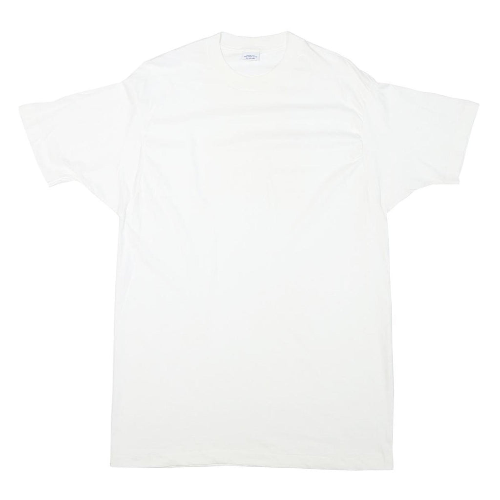 Mens White Plain T-Shirt Crew Neck Short Sleeve XL Cotton Blend Basic Essential