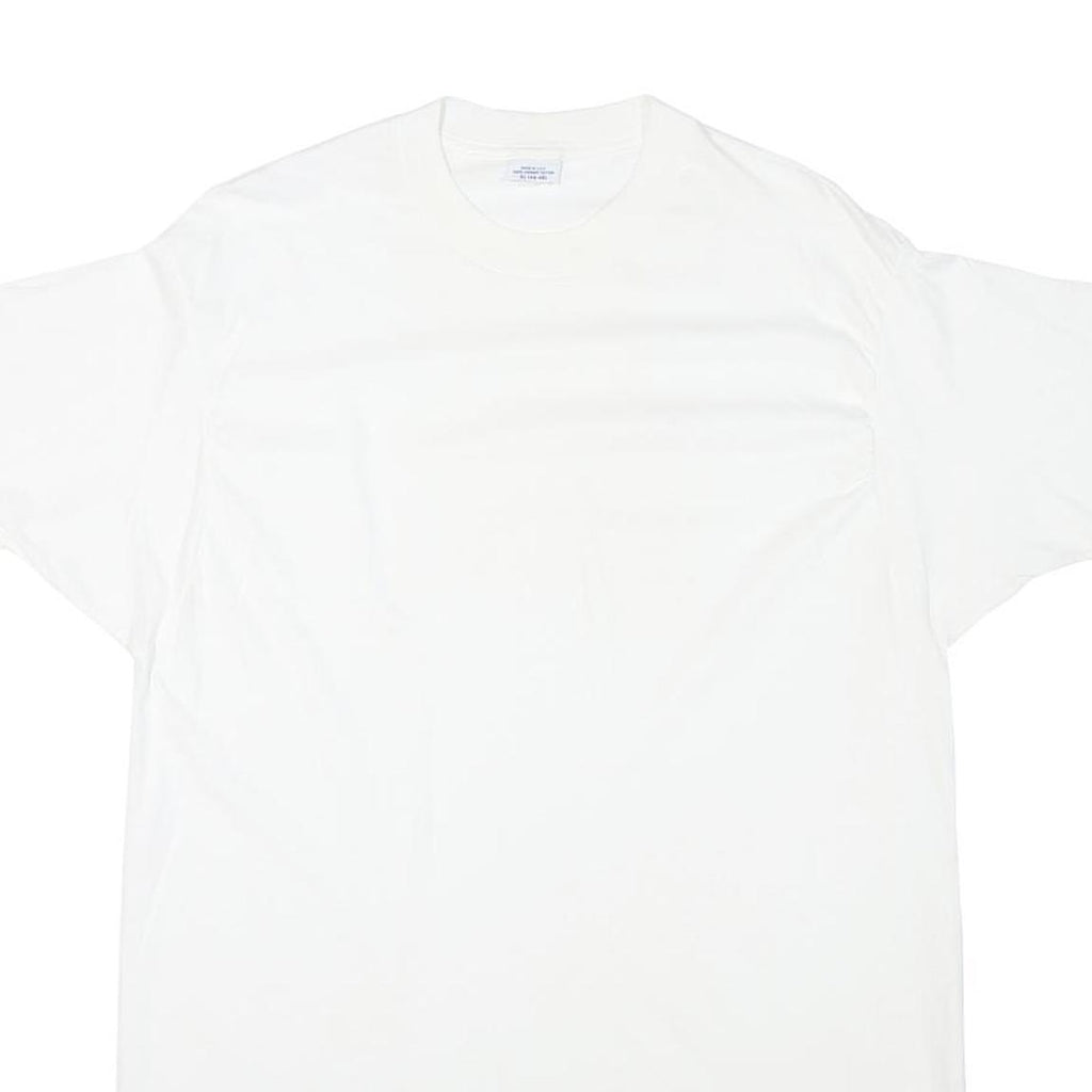 Mens White Plain T-Shirt Crew Neck Short Sleeve XL Cotton Blend Basic Essential