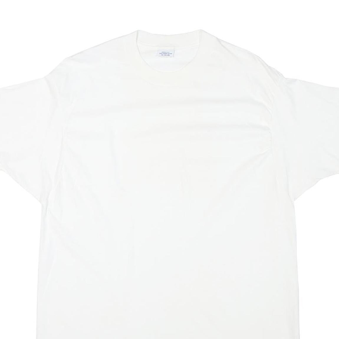 Mens White Plain T-Shirt Crew Neck Short Sleeve XL Cotton Blend Basic Essential