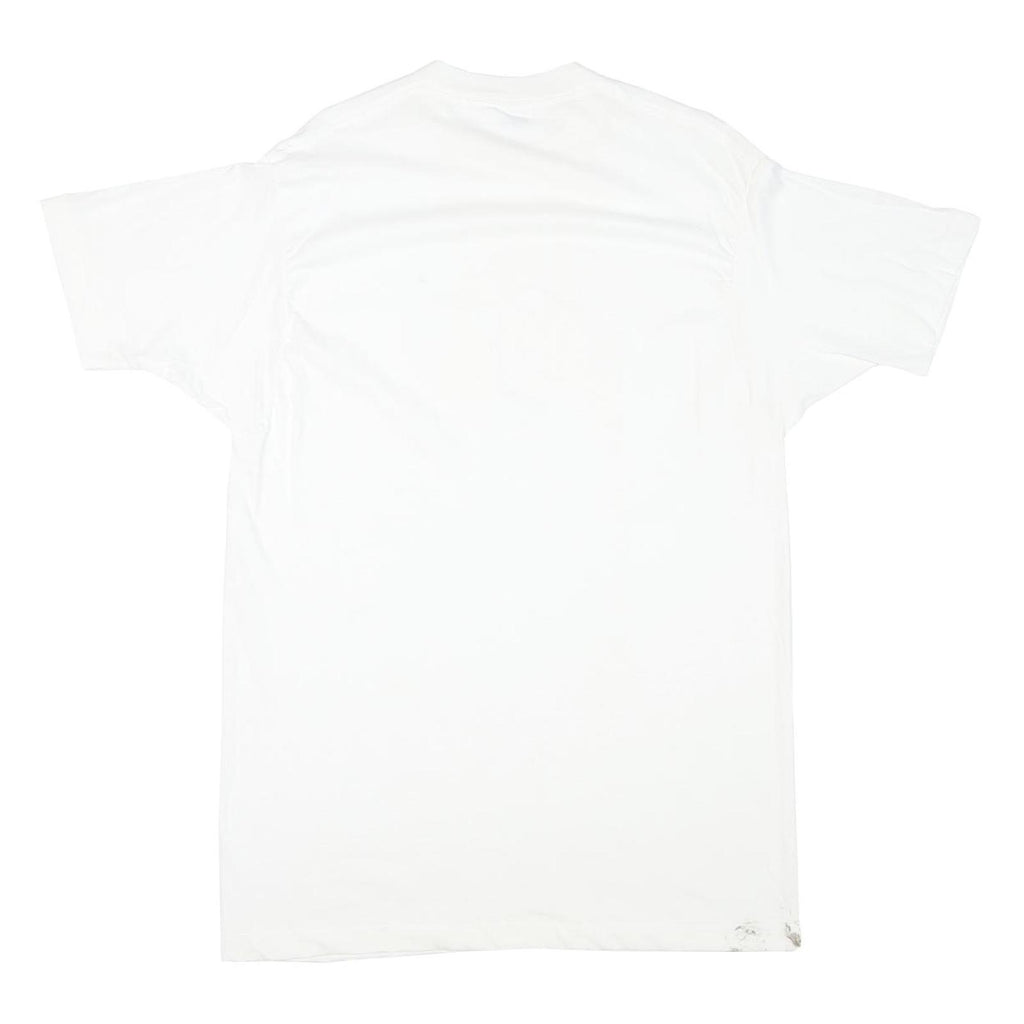 Mens White Plain T-Shirt Crew Neck Short Sleeve XL Cotton Blend Basic Essential