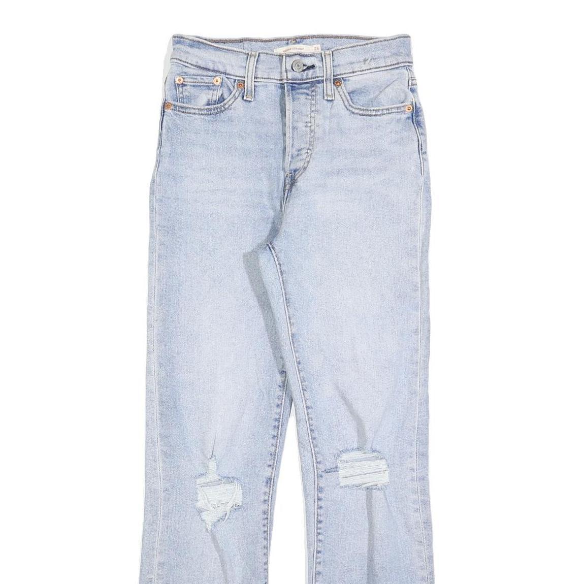 LEVI'S Womens Jeans Blue Regular Straight Denim Light W26 L30 Distressed
