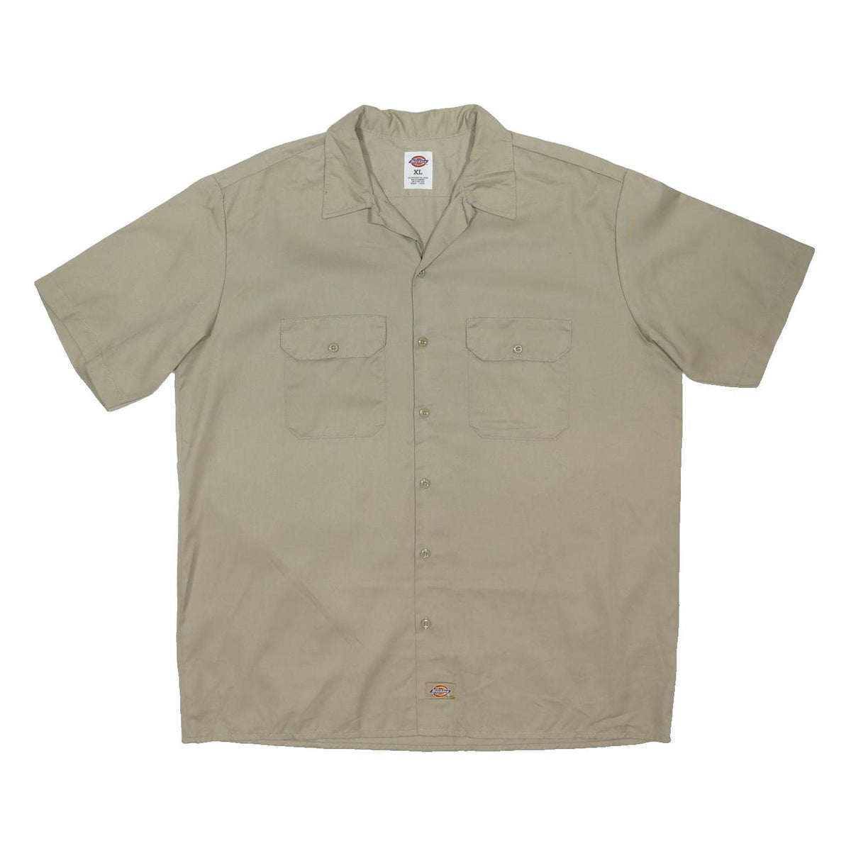 DICKIES Mens Beige Work Shirt XL Polyester Blend Short Sleeve Button
