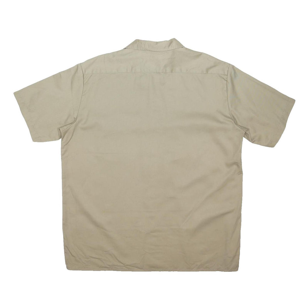 DICKIES Mens Beige Work Shirt XL Polyester Blend Short Sleeve Button