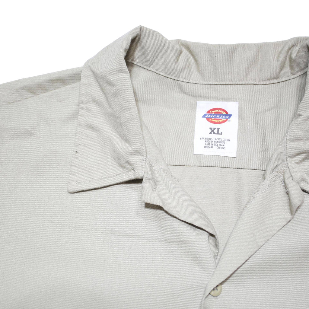 DICKIES Mens Beige Work Shirt XL Polyester Blend Short Sleeve Button