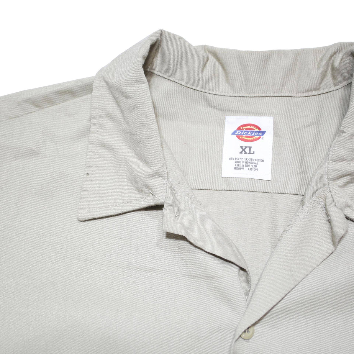 DICKIES Mens Beige Work Shirt XL Polyester Blend Short Sleeve Button