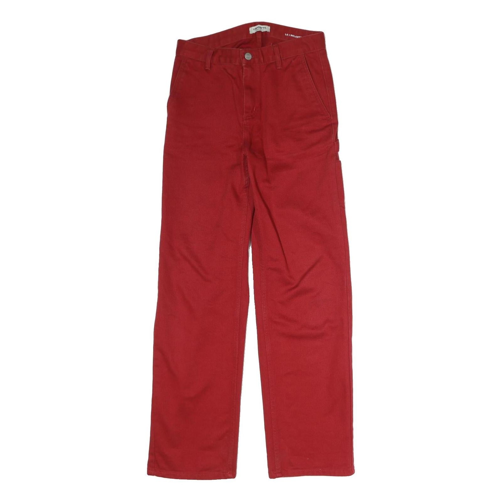 CARHARTT Womens Regular Fit Red Jeans Cotton Blend Zip W28 L29 Workwear Style