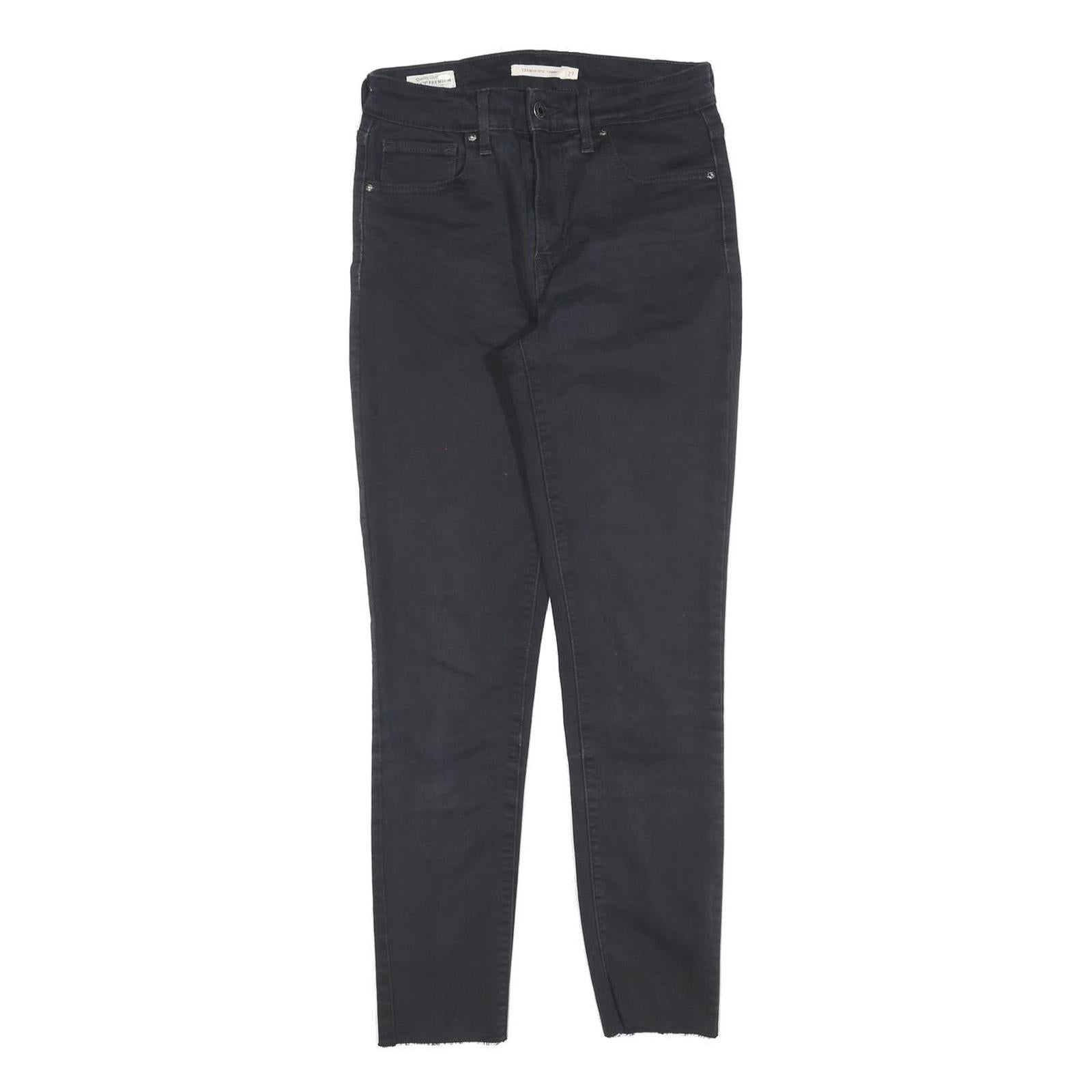LEVI'S 721 Womens Jeans Black Slim Skinny Denim Raw W27 L27 Stretch Cotton Blend