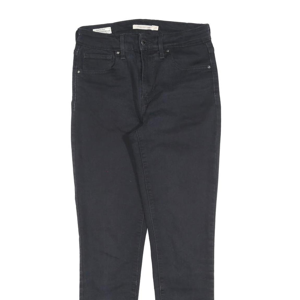 LEVI'S 721 Womens Jeans Black Slim Skinny Denim Raw W27 L27 Stretch Cotton Blend